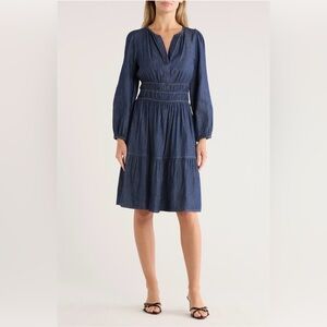 Tommy Hilfiger long sleeve fit & flare chambray dress